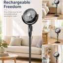 Cordless Rechargeable Pedestal Fan, 12000mAh Battery, Remote Control | Up to 30H Runtime, 120°+120° Oscillation, 8 Speeds, Adjustable Height Standing Fan for Bedroom, Patio, Camping