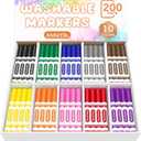 KMUYSL 200 Count Washable Markers Bulk, 10 Assorted Colors - Broad Line Conical Tip Coloring Markers for Kids, School Art Supplies & Back to School Supplies, Teacher Classroom Must Haves