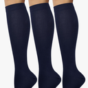 COTTON DAY Women's Soft Combed Cotton Knee High Long Calf Dress Socks Seamless Toe Black White Gray Navy Blue Brown Size 9-11