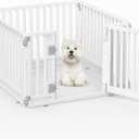 Pet Playpen with Door Dog Playpen Foldable Puppy Playpen for Puppies and Small Dogs 4-Panels Easy Assemble Easy Storing for Indoor and Outdoor, Garden Fence, Garden Border Fence (4 Panels)