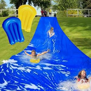 Lanathel 30 Ft Water Slide with 2 Inflatable Boards & Stakes, Heavy Duty Extra Long Lawn Water Slides for Kids Adults Backyard, Slip Water Slide for Summer Outdoor Water Fun (30 Ft x 6.5 Ft)