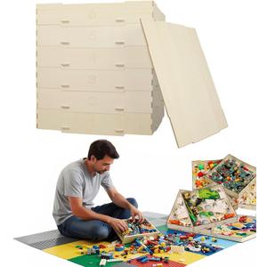 6 Tray Building Blocks Sorter Sifter,Building Storage Block Sorter Organizer,Portable Storage Brick Box for Building Blocks 5 Different Sizes Sorter Block Sorter Sifter Brick Storage with Roller