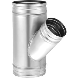 TOP-VIGOR 6 x 6 x 4 Inch Wye Shape Duct Splitter, 45 Degree Dust Fitting Adapter, 3 Way Duct Hose Connector, Galvanized Steel Branch for Exhaust Fan, Dryer Vent Hose, Industrial HVAC Ventilation