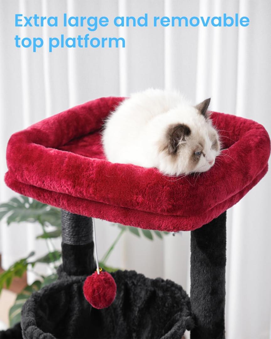 PAWZ Road Indoor Small Natural Sisal Plush Cat Tower Red And Black,Gothic series