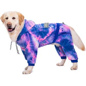 Dog Hoodies Winter Coat for Large Medium Dogs, Pullover 7 Legs Warm Coat Hooded Sweatshirt, Fleece Hoodie for Cold Weather (Bandhnu Pink, 5X-Large) (5XL(Reference Weight 65-88 lbs))