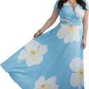 KOH KOH Womens 2026 Long Modest Floor Length Flowing Summer Print Maxi Dress Gown (Blue, XXXL)