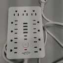 JouleLoom 6 FT Flat Plug Surge Protector Power Strip,11 Multiple AC Outlets with 6 USB Ports (2 USB C), 6 Feet Extension Cord, 1250W/10A, One Touch Switch Button, 17 in 1 Compact powerstrip-White