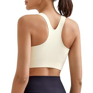 Promover Padded Sports Bras for Women Y-Back Racerback Seamless Medium Supportive Ribbed Yoga Cami Bra, S