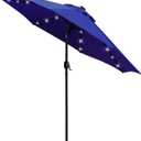 Sunnyglade 9' Solar LED Lighted Patio Umbrella with 8 Ribs/Tilt Adjustment and Crank Lift System (Navy Blue)