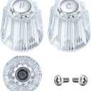 Enhon Shower Faucet Handle Replacement, Compatible with Price Pfister Contessa and Windsor Tub and Shower Faucets, Hot and Cold Knob Replacement, Clear Acrylic (2 Piece)