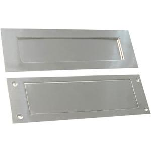 Venia Solid Mail Slot for Front Door Stainless Steel Victorian Letter Box Plate 13 x 4 inches Mail Slot Rear Piece Durable Satin Insulation Screws Fits to Most Doors for Elegant Cover Look