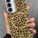 Toycamp for Samsung Galaxy S24 FE Case - Compatible with Magsafe Aesthetic Cute Holographic Galaxy S24 FE Case with Diamond Bling Lens Protector Cover for Women Girls, Brown Leopard