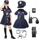Lingway Toys Kids Police Costume For Girls,Girls Police Officer Costume Set,Kids Halloween Costume Dress Up 3-14years (6-8 years)