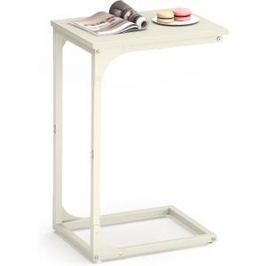 VASAGLE C-Shaped End Table, Small Side Table for Couch, Sofa Table with Metal Frame for Living Room, Bedroom, Bedside, Cream White