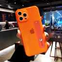 siduater Strap Holder Case for 6.1" iPhone 13 Pro Wrist Strap Kickstand, Shockproof Translucent PC Back Cover + Soft TPU Bumper with Adjustable Hand Grip Loop for iPhone 13 Pro 6.1 Inch, Neon Orange