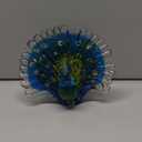 Crystalsuncatcher Hand Blown Glass Peacock Figurines Collectible Gift for Women Glass Art Animal Sculpture for Home Table Decorations (7.5in,Green)