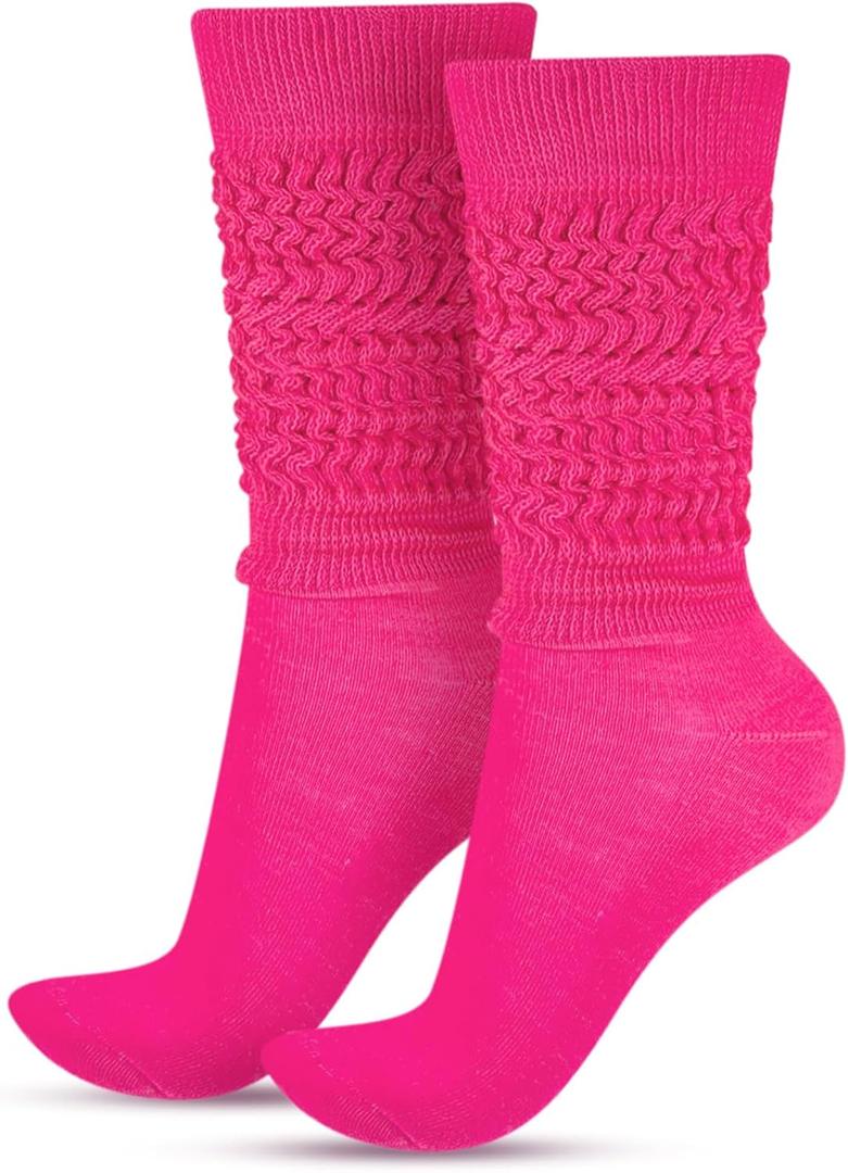 Geyoga Neon Slouch Socks,80s 90s Neon Women's Leg Warmers Extra Long Slouch Socks Soft Scrunch Knee High for Party
