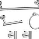 Bathroom Hardware Towel Bar Set -Brushed Nickel Bathroom Accessories Set - Including 16" Hand Towel Bars - Toilet Paper Holders - Towel Rings - Robe Towel Hooks