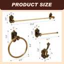 Zonon 5 Pieces Antique Brass Bathroom Hardware Accessories Set Vintage Towel Rack Toilet Paper Holder Towel Ring Robe Hook Wall Mounted for Bathroom Toilet Kitchen(Classic)