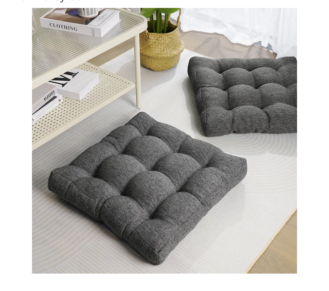 Floor Pillows for Adults Floor Cushions Seating Large Square Pillow Gel Memory Foam 25x25 Inch Dark Grey Set 1 pillow