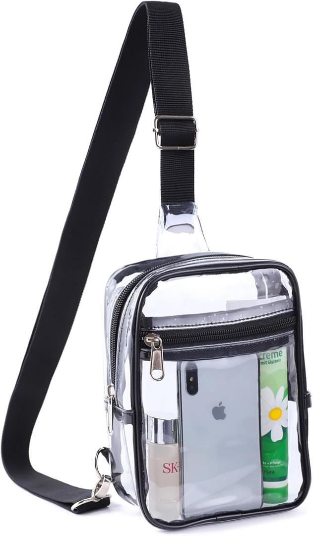 Sling Bag, Stadium Approved Fanny Pack for Women & Men - Small Clear Crossbody Bags for Hiking, Travel, Beach, Sports Events, Concerts