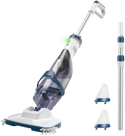 ENHULK Pro Cordless Pool Vacuum - 18.5 GPM Powerful Suction, 70min Runtime & 13.4" Wide Head, XL Capacity Handheld Rechargeable Pool Cleaner for Inground/Above Ground Pools with Telescopic Pole (Blue)