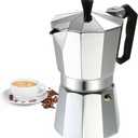 HomeBeyond Espresso Coffee Maker 12 Cups, Classic Stovetop Espresso Maker, 600ml / 20oz Coffeemaker for Gas & Ceramic Stovetops (Silver)