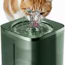 Cat Water Fountain, Ultra-Quiet Automatic Pet Water Dispenser,Low Noise FCC & CE Certified Safe, BPA-Free, Triple Filtration Drinking Fountain for Cats and Dogs (Green) 2 Free Filters