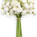 Ling's Moment Ranunculus Artificial Flower, Faux Silk Mini Ranunculus Flowers for DIY Bouquet, Bulk Fake Wedding Filler Flowers for Centerpieces Arrangements Bridal Shower Decorations, Ivory White