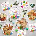 2 x 150 Pcs Happy Easter Plates and Napkins - Easte Egg Paper Dinnerware Set, Cute Eastes Rabbit Dinner Dessert Plates Luncheon Napkins Tableware for Easter Activity Party Supplies Table Decor, Serves 50