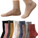 Cotton Crew Socks for Women Cotton Casual Solid Color Stretchy Socks for Women Girls 10 Pairs (5-9)