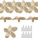 Flower Drawer Knobs Flower Cabinet Knobs Zinc Alloy Dresser Knobs 2.4 inch (61mm) Gold Cabinet Door Knobs (8, Gold)