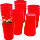 30 Pack Stadium Cups, 12 oz Plastic Tumblers, Reusable Party Cups, Red