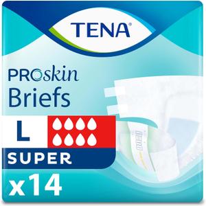 TENA Proskin Incontinence Super Briefs, Adult Diapers, Super Absorbency, Bladder Leaks Control, Large, 14 count