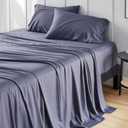 Bedsure California King Sheet Sets, Cooling Sheets, Rayon Derived from Bamboo, Breathable & Soft, Deep Pocket Up to 16 Inches, Hotel Luxury Silky Bedding for Hot Sleepers, Dark Grey