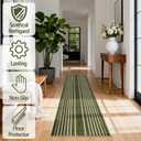 Beeiva Striped Green Runner Rug, 2x6 Washable Runner Rugs for Hallway Entryway, Mordern Stain Resistant High Traffic Geometric Non Slip Bathroom Runner Runners for Bathroom Entry Porch Bedroom
