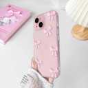 NITITOP Compatible with iPhone 15 Case Clear Cute Bow Knot Design for Women Girls Stylish Bowknot Durable Soft TPU Slim Protection Phone Cover - Pink Ribbon