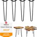 WELLAND 19" Satin Black Hairpin Metal Legs 1/2 Diameter Set of 4 with Free Screws Use to Home DIY Projects for Furniture