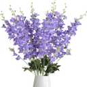 8PCS Purple Delphinium Artificial Flowers 33.5'' Faux Hyacinth Flowers Long Stem Silk Flowers for Tall Vase Home Wedding Table Decor(Light Purple)