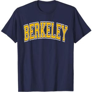 Berkeley Arched Amber Text T-Shirt Navy Blue, S