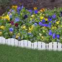 EasyFlex No-Dig Landscape Edging with Anchoring Spikes, 4.5 in. Tall Decorative Adirondack Wood-Look Fence Garden Border, 15 Foot Kit, White (3600WT-15C-6)