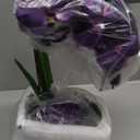 Large Artificial Potted Orchid Plant, Silk Flower Arrangement with Ceramics Vase, Dark Purple