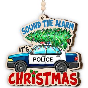 Police Car Ornament 2025 - Funny Police Officer Ornament for Christmas, Academy Graduation, Retirement, Wood Ornaments for Christmas Decorations, Policeman Gifts for Boy, Dad, Husband