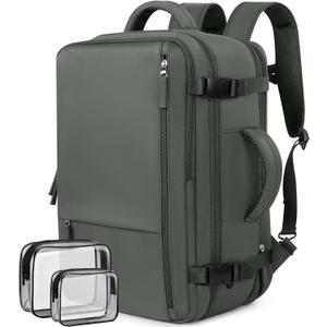 Travel Laptop Backpack Carry On Backpack for Men Women Flight Approved College School Computer Bag for Business Hiking Personal Item Backpack Fits 17.3 Inch Notebook Olive-green (X-Large)