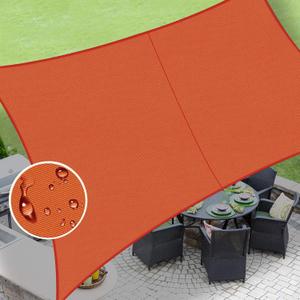 LOVE STORY Waterproof 8'x10' Rectangle Orange Red Sun Shade Sail Canopy UV Resistant for Outdoor Patio Garden Backyard