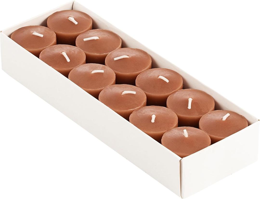 Candle Charisma Apple Cinnamon Scented Votive Candles - 10 Hour Burn time - Set of 12 for Dinner, Wedding, Halloween and Holiday Decorations