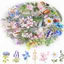 160Pcs Natural Flower Stickers for Scrapbooking,Self-Adhesive Transparent Flower Stickers Scrapbook Supplies Journaling Supplies for Adult Card Making Letters DIY Water Bottle Cards Decoration (160)