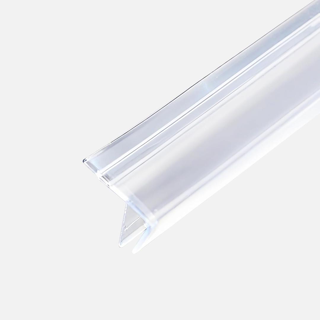 Shower Door Side Seal Strip,118 Inch F-Type Frameless Shower Door Seal, F-Type Shower Door Sweep for 1/4"(6mm) Thick Glass