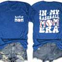 Baseball Mama Shirts for Women in My Baseball Mom Era Graphic Tee Game Day Baller Mommy Top (Blue), Medium
