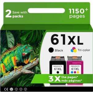 61XL Ink Cartridge for HP Ink 61 XL Black Color Replacement for HP61 HP61XL for 5530 4500 2620 4630 2540 4502 3050 1510 4632 4501 2542 2514 3510 4635 3050a 5535 4610 1000 1010 1512 3512 2541 Printer